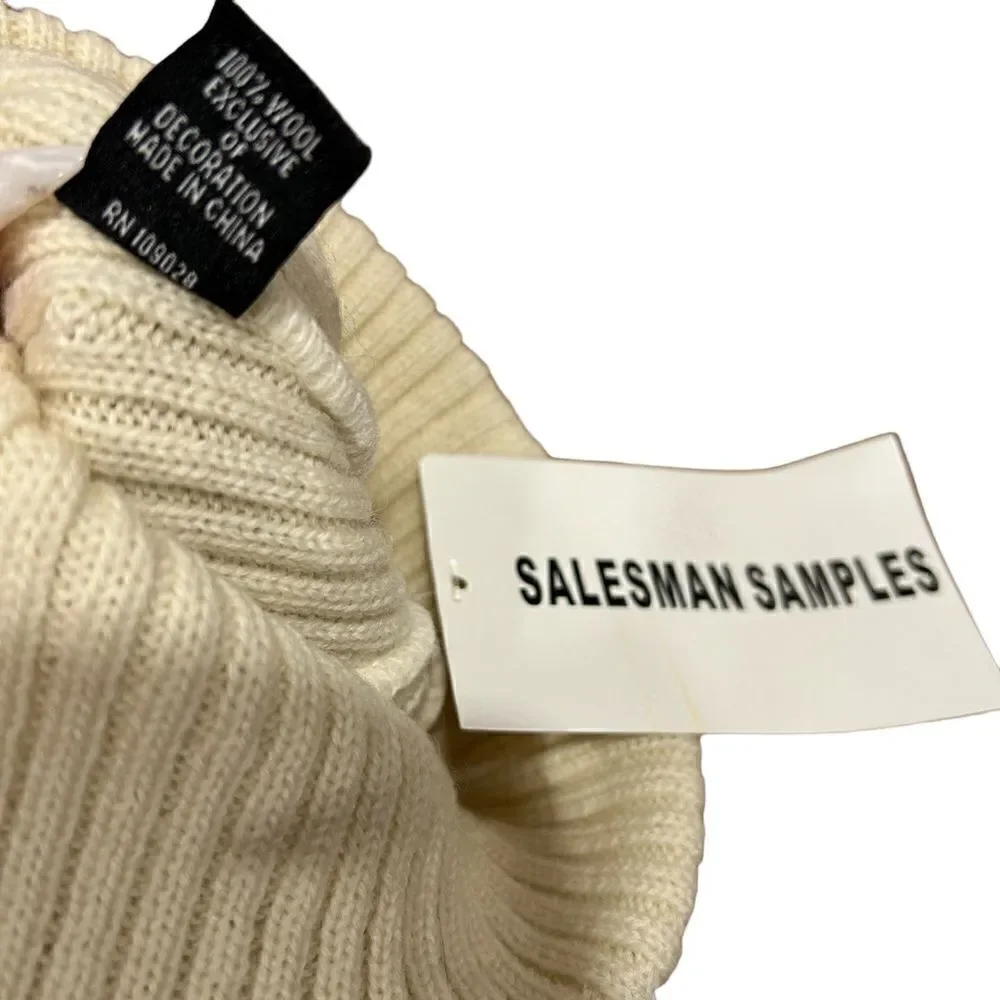 Sean John Vintage SJ Logo Y2K Millennium Ribbed Wool Beanie Hat with Pom